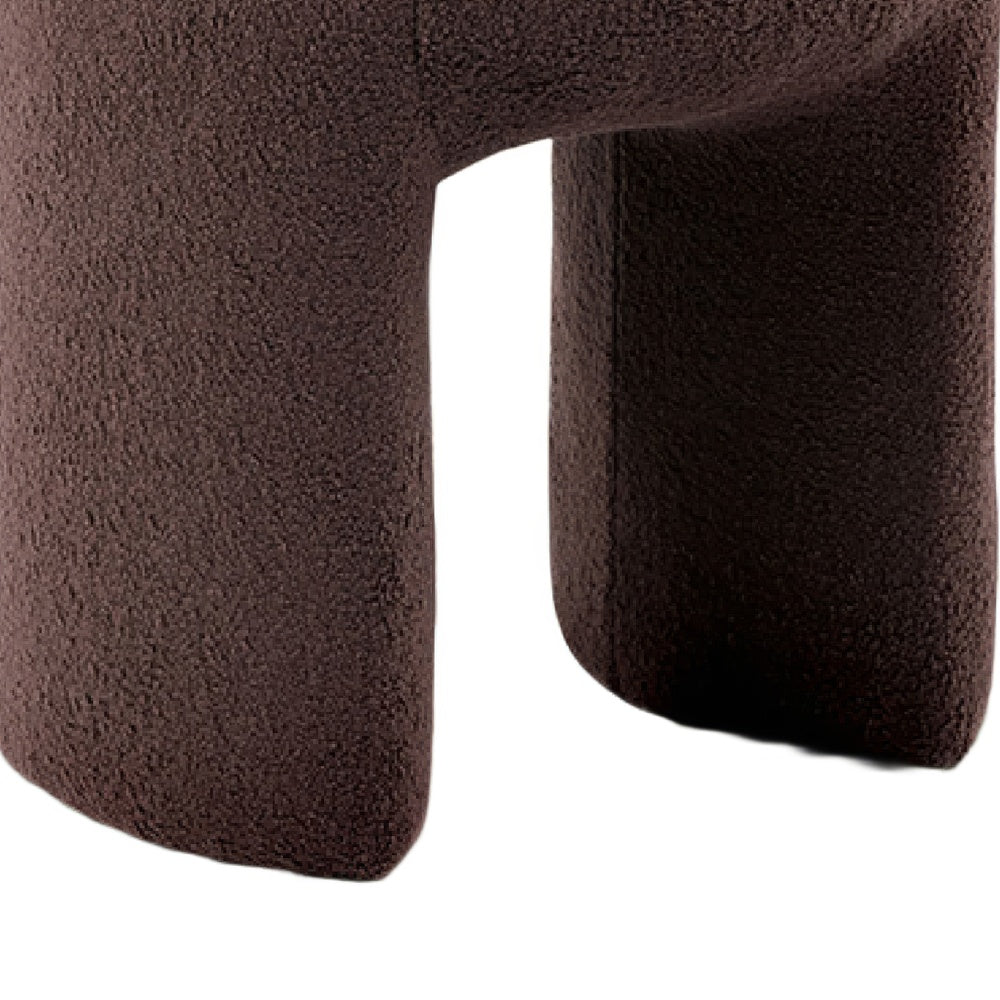 Janie Rounded Ottoman Stool with Open Frame Base, Brown Fabric-BM353214