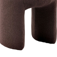 Janie Rounded Ottoman Stool with Open Frame Base, Brown Fabric-BM353214