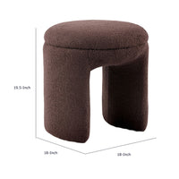 Janie Rounded Ottoman Stool with Open Frame Base, Brown Fabric-BM353214