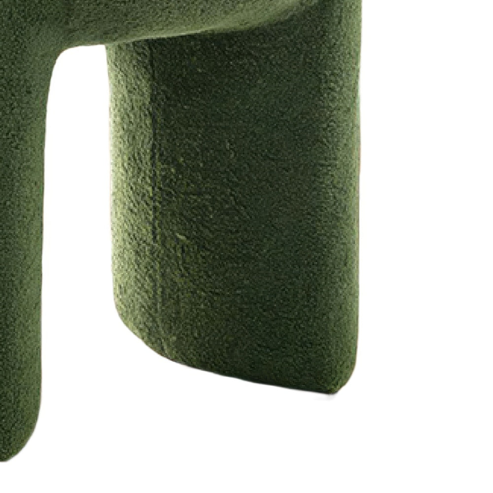Janie Rounded Ottoman Stool with Open Frame Base, Green Fabric-BM353215