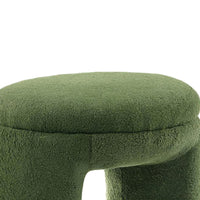 Janie Rounded Ottoman Stool with Open Frame Base, Green Fabric-BM353215