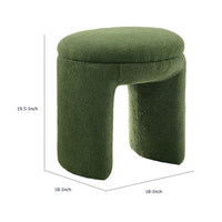 Janie Rounded Ottoman Stool with Open Frame Base, Green Fabric-BM353215