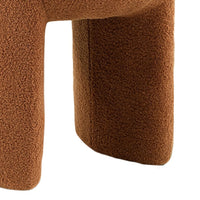 Janie Rounded Ottoman Stool with Open Frame Base, Saddle Brown Fabric-BM353216