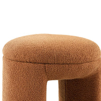 Janie Rounded Ottoman Stool with Open Frame Base, Saddle Brown Fabric-BM353216