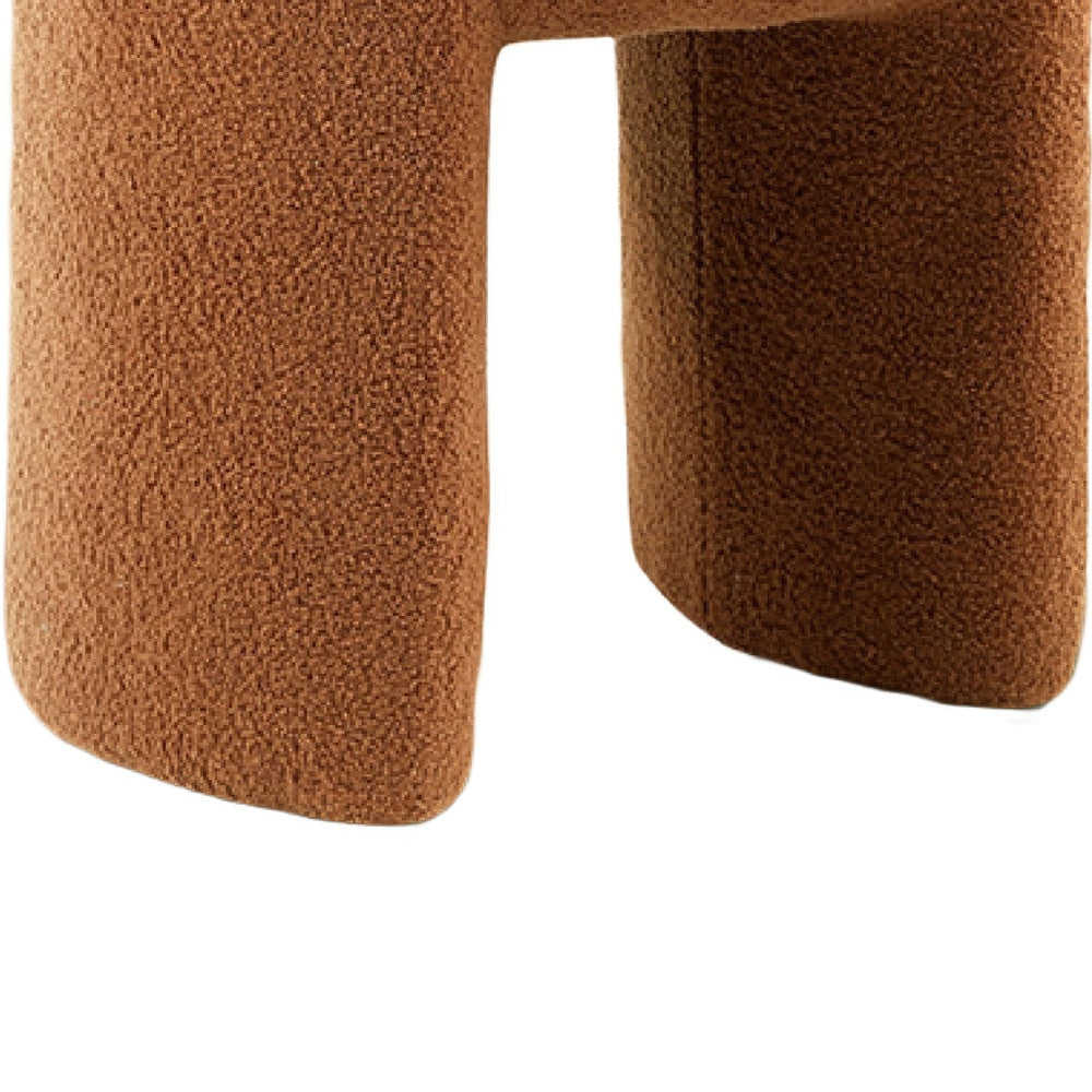 Janie Rounded Ottoman Stool with Open Frame Base, Saddle Brown Fabric-BM353216