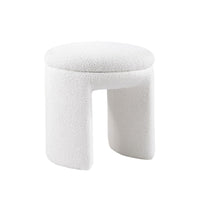 Janie Rounded Ottoman Stool with Open Frame Base, Beige Fabric-BM353217