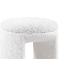 Janie Rounded Ottoman Stool with Open Frame Base, Beige Fabric-BM353217