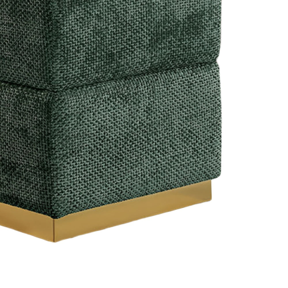 Kris Ottoman Stool with Hidden Storage, Gold Base, Green Chenille-BM353218