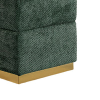 Kris Ottoman Stool with Hidden Storage, Gold Base, Green Chenille-BM353218