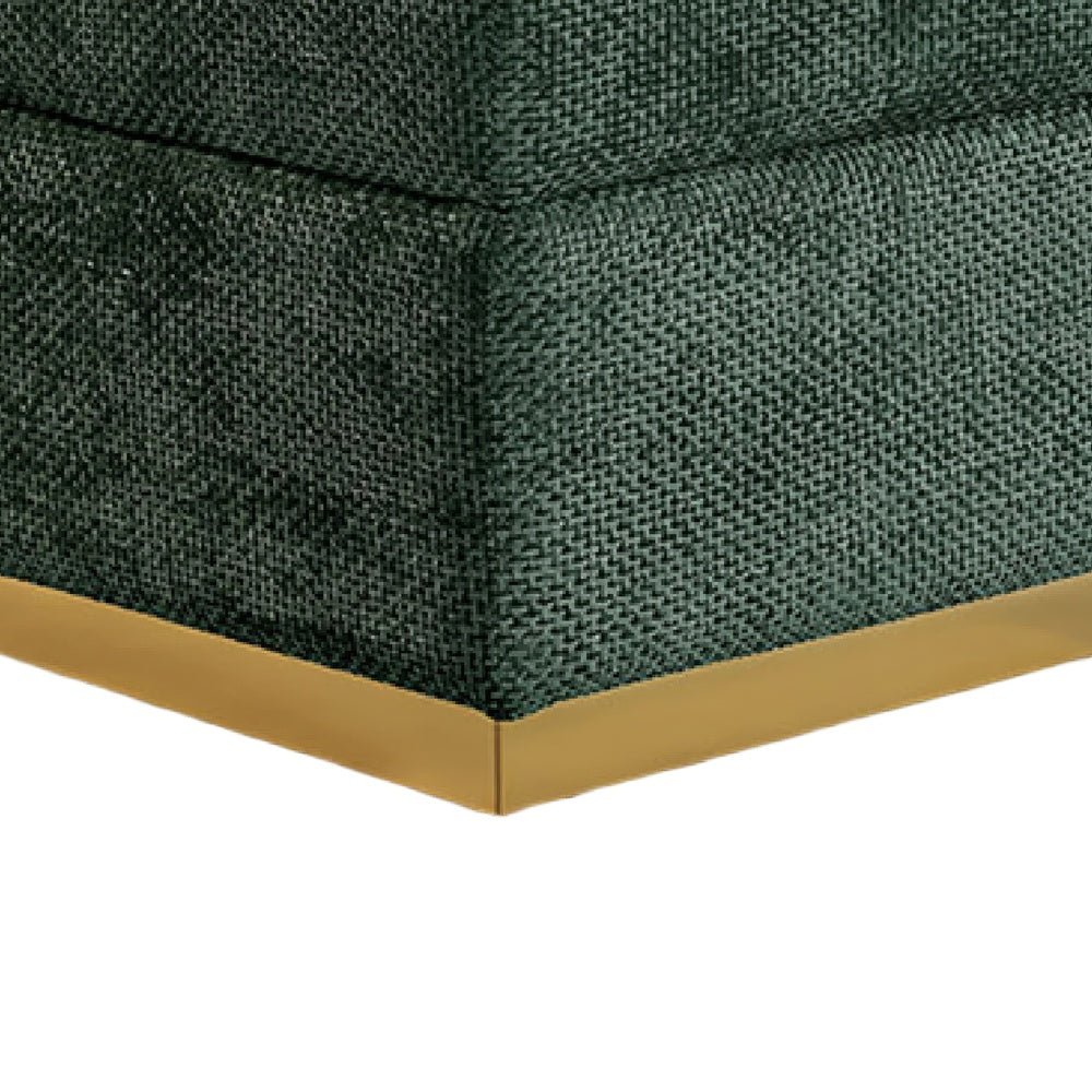 Kris Ottoman Stool with Hidden Storage, Gold Base, Green Chenille-BM353218