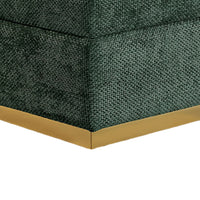 Kris Ottoman Stool with Hidden Storage, Gold Base, Green Chenille-BM353218