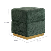Kris Ottoman Stool with Hidden Storage, Gold Base, Green Chenille-BM353218