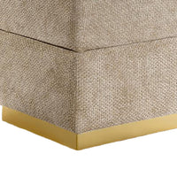 Kris Ottoman Stool with Hidden Storage, Gold Base, Silver Gray Chenille-BM353219