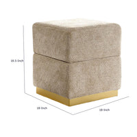 Kris Ottoman Stool with Hidden Storage, Gold Base, Silver Gray Chenille-BM353219