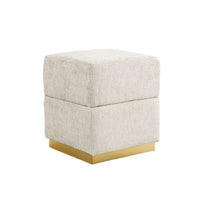 Kris Ottoman Stool with Hidden Storage, Gold Base, Beige Chenille-BM353220