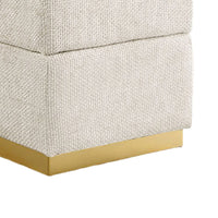 Kris Ottoman Stool with Hidden Storage, Gold Base, Beige Chenille-BM353220