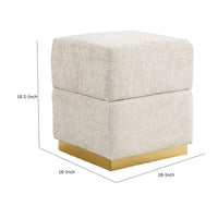 Kris Ottoman Stool with Hidden Storage, Gold Base, Beige Chenille-BM353220