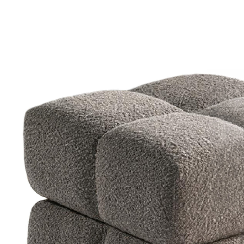 Anne Ottoman Stool with Storage, Gold Base, Gray Biscuit Tufted Fabric-BM353221