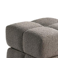 Anne Ottoman Stool with Storage, Gold Base, Gray Biscuit Tufted Fabric-BM353221
