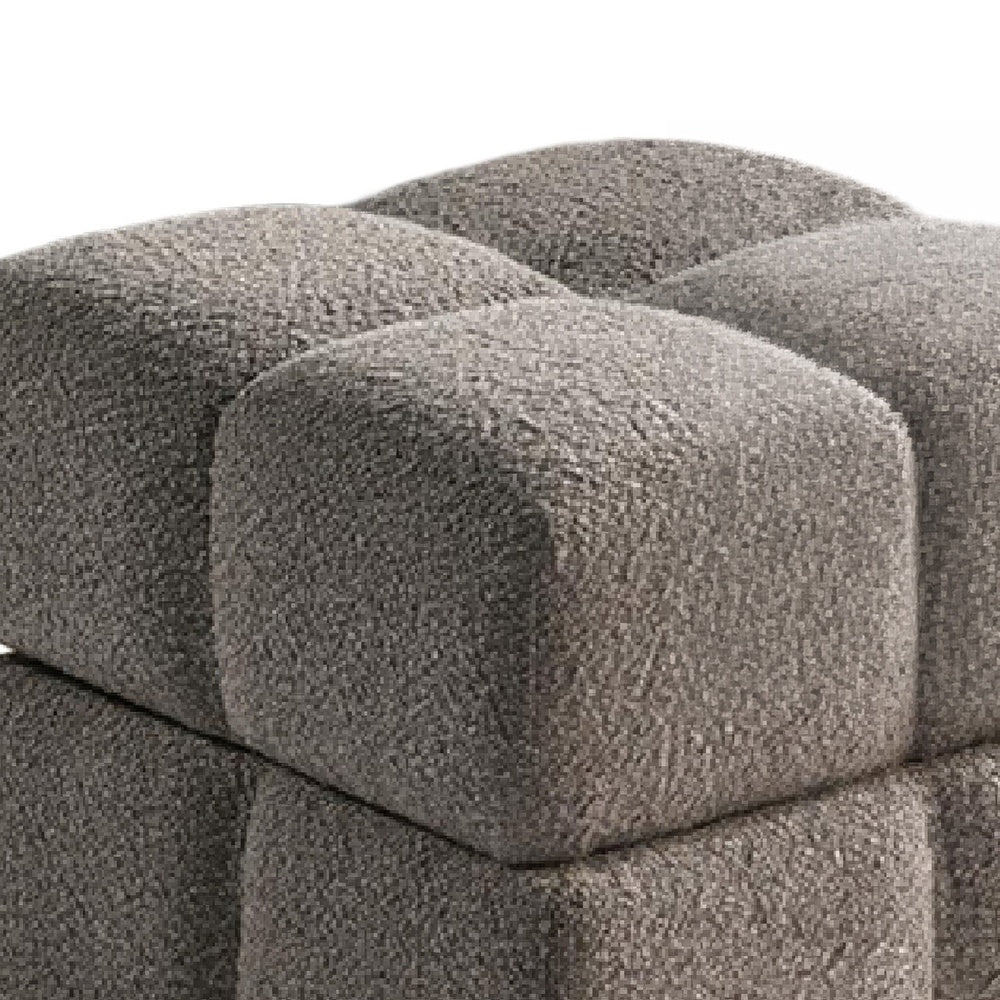 Anne Ottoman Stool with Storage, Gold Base, Gray Biscuit Tufted Fabric-BM353221