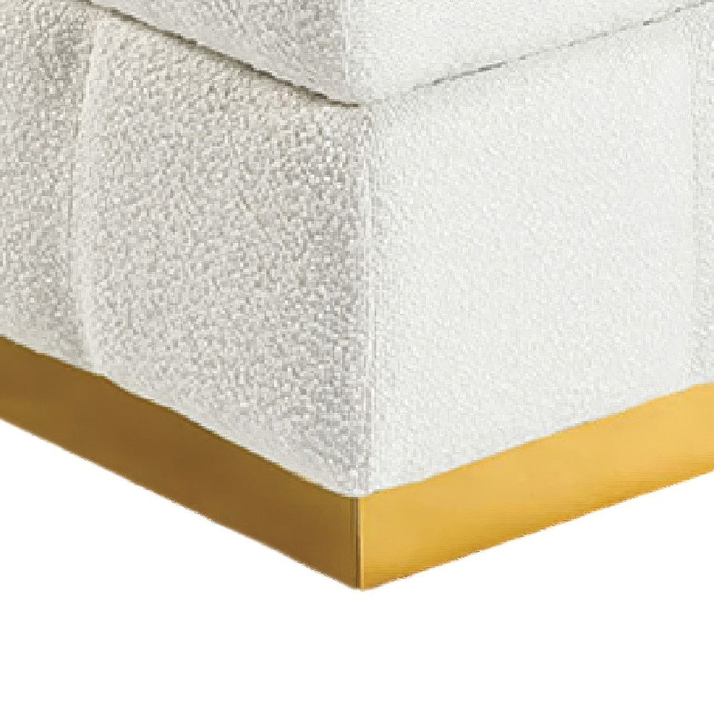 Anne Ottoman Stool with Storage, Gold Base, Beige Biscuit Tufted Fabric-BM353222