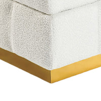 Anne Ottoman Stool with Storage, Gold Base, Beige Biscuit Tufted Fabric-BM353222