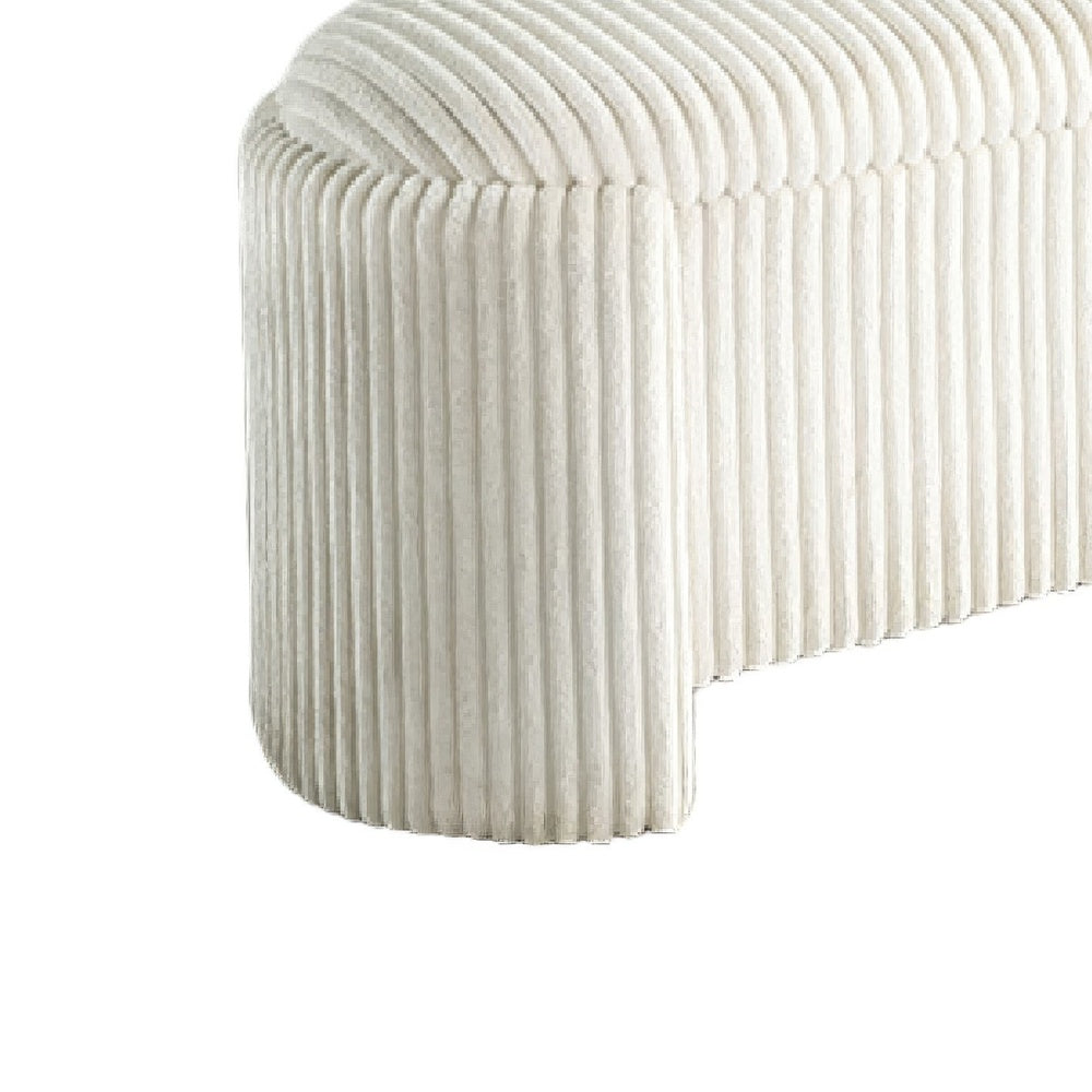 Greta Storage Bench with Ribbed Design, Hidden Storage, White Corduroy-BM353223
