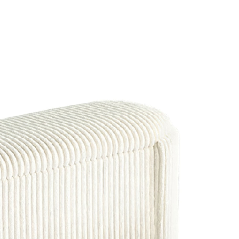 Greta Storage Bench with Ribbed Design, Hidden Storage, White Corduroy-BM353223