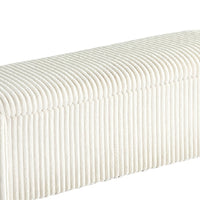 Greta Storage Bench with Ribbed Design, Hidden Storage, White Corduroy-BM353223