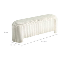 Greta Storage Bench with Ribbed Design, Hidden Storage, White Corduroy-BM353223