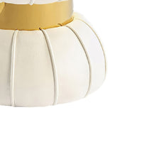Penny Ottoman Stool with Gold Metal Trim, Bow-Tie Design, White Velvet-BM353225