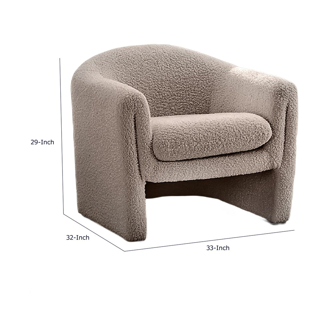 Danie Accent Armchair with U-Shaped Frame, Mushroom Boucle Fabric-BM353230