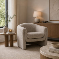 Danie Accent Armchair with U-Shaped Frame, Mushroom Boucle Fabric-BM353230