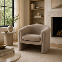 Danie Accent Armchair with U-Shaped Frame, Mushroom Boucle Fabric-BM353230
