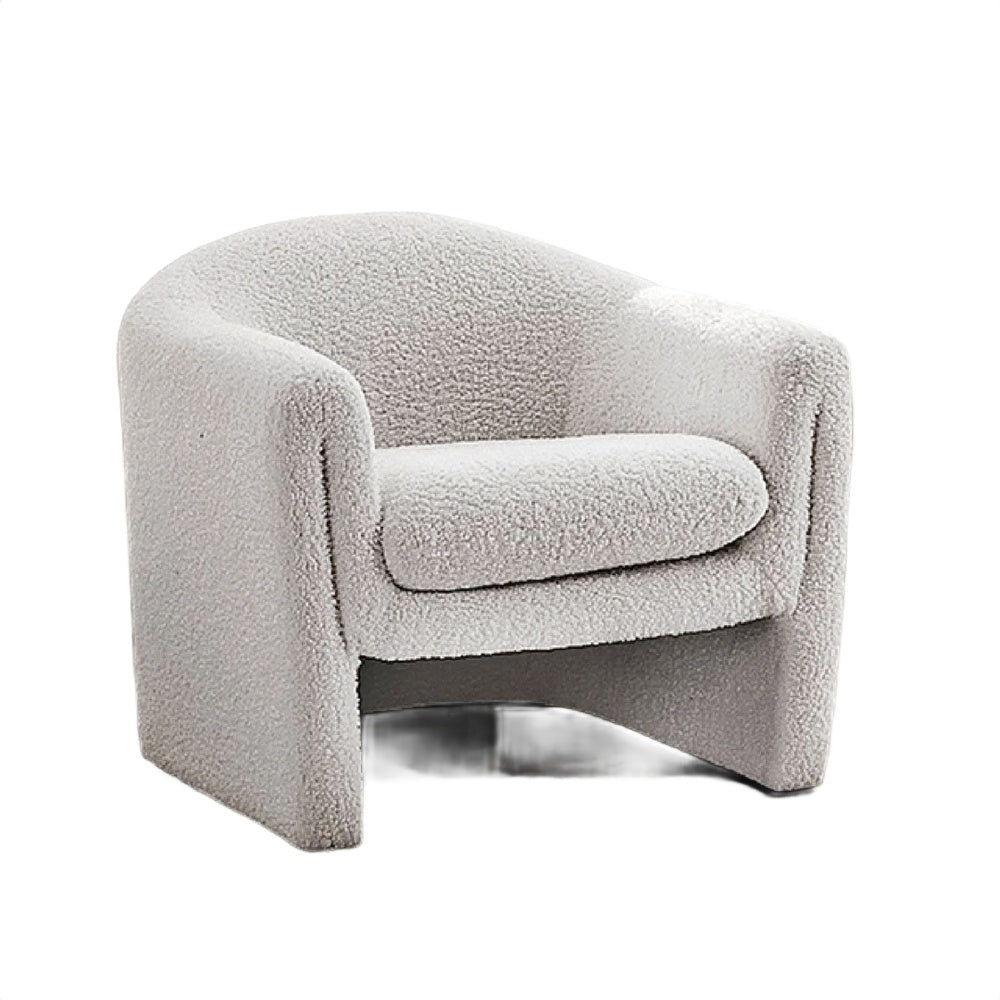 Danie Accent Armchair with U-Shaped Frame, White Boucle Fabric-BM353231