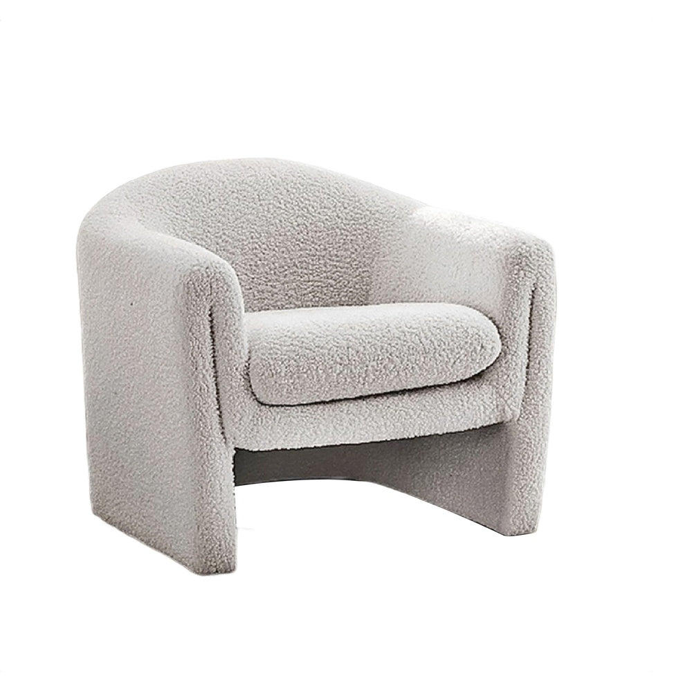 Danie Accent Armchair with U-Shaped Frame, White Boucle Fabric-BM353231