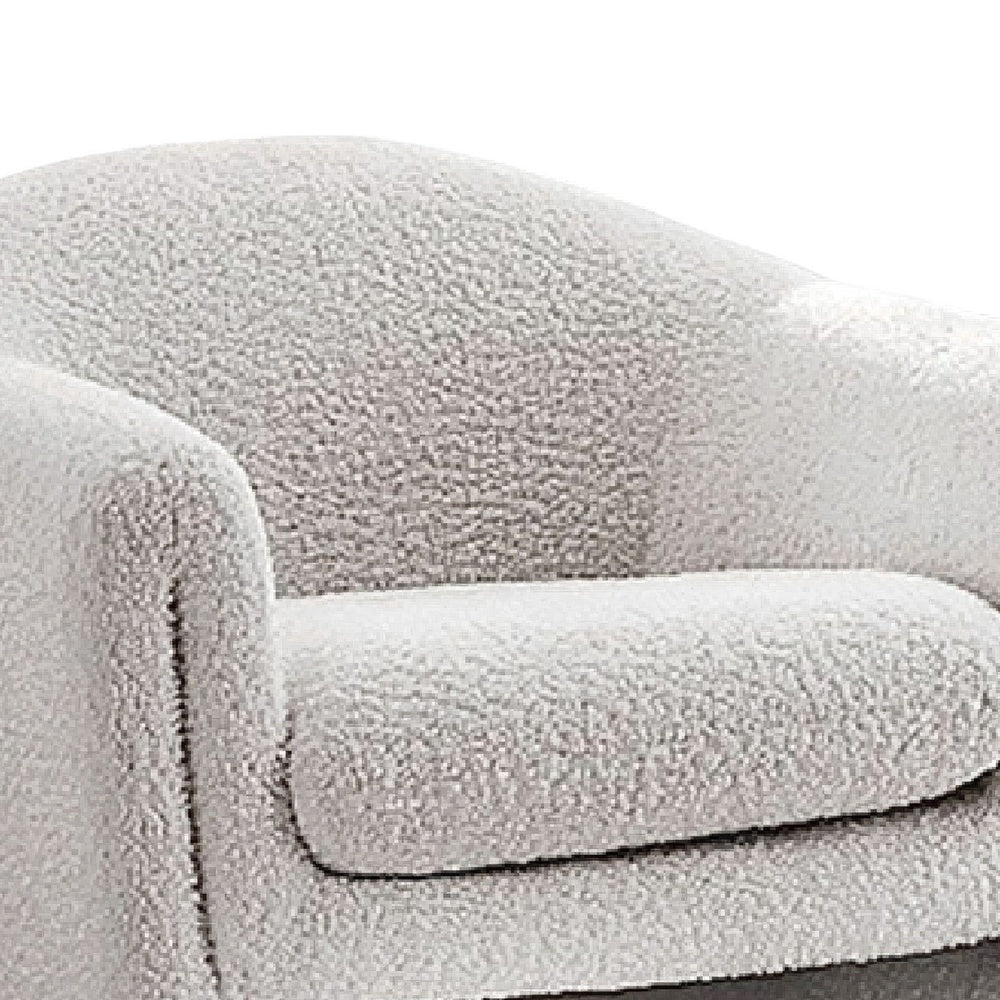Danie Accent Armchair with U-Shaped Frame, White Boucle Fabric-BM353231