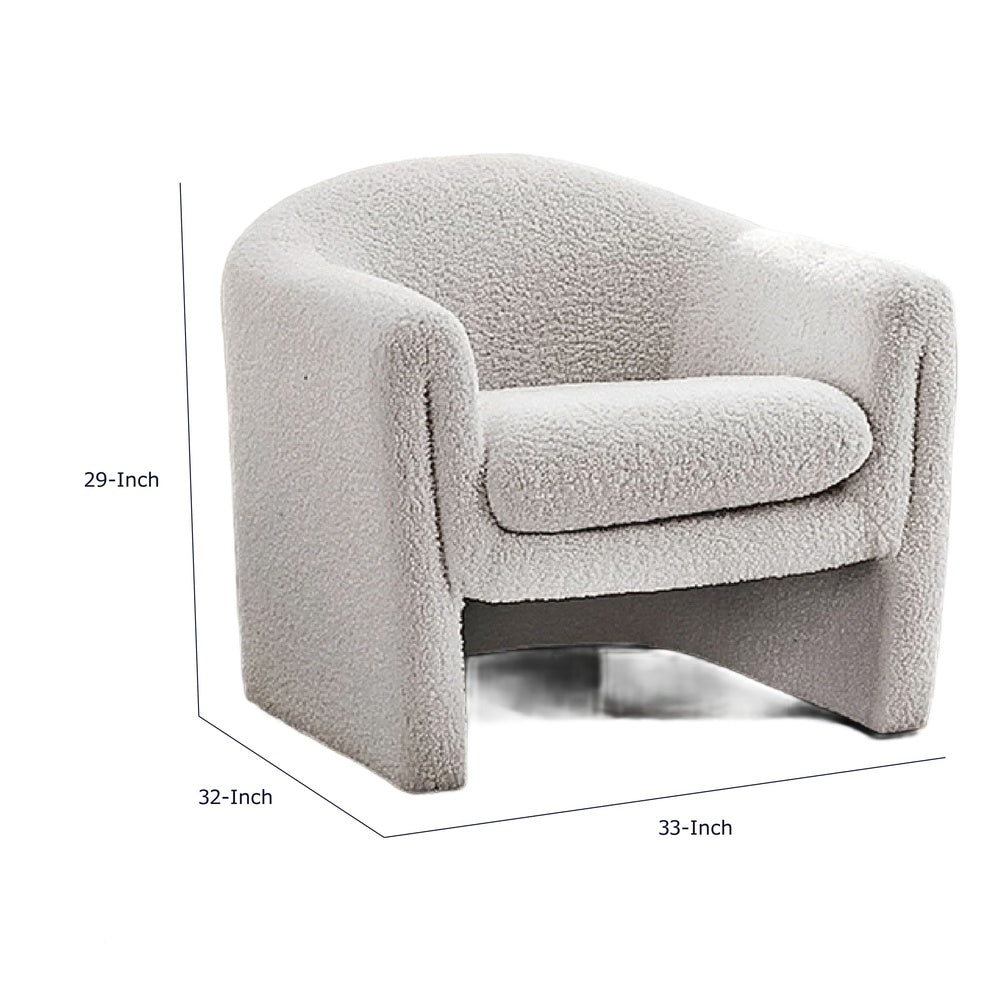Danie Accent Armchair with U-Shaped Frame, White Boucle Fabric-BM353231
