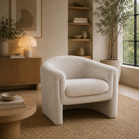 Danie Accent Armchair with U-Shaped Frame, White Boucle Fabric-BM353231