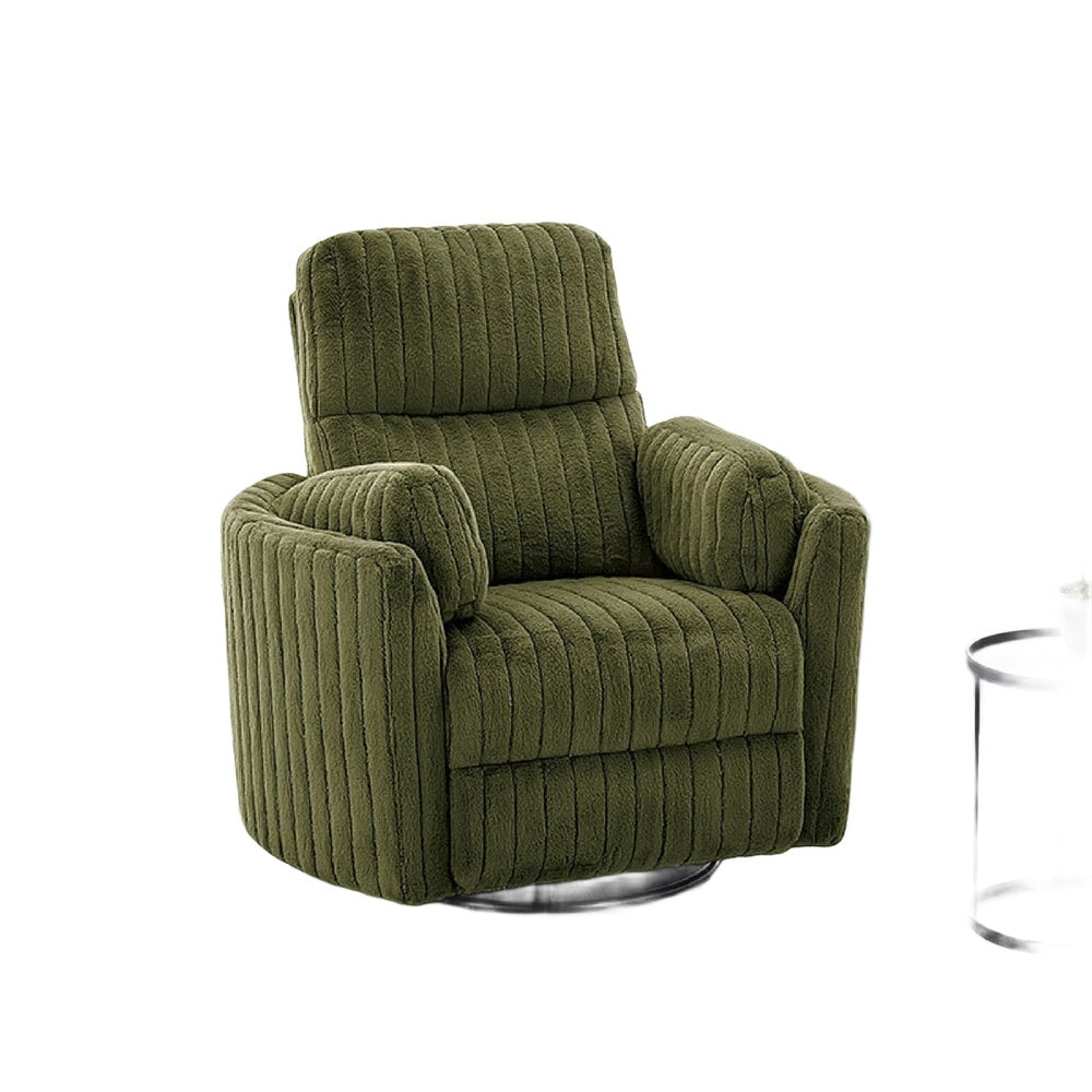 Bela Power Glider Recliner Swivel Chair, Eucalyptus Wood, Green Fabric-BM353234