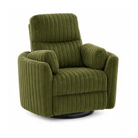 Bela Power Glider Recliner Swivel Chair, Eucalyptus Wood, Green Fabric-BM353234