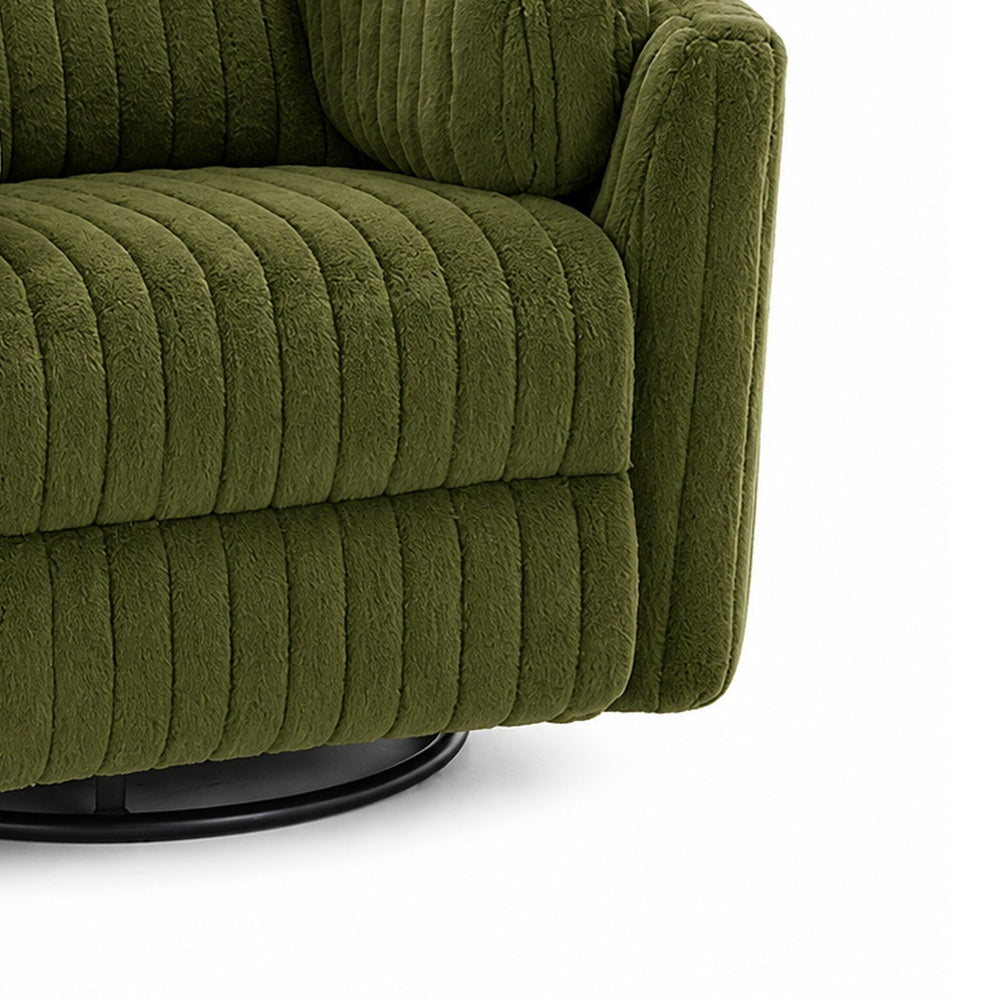 Bela Power Glider Recliner Swivel Chair, Eucalyptus Wood, Green Fabric-BM353234