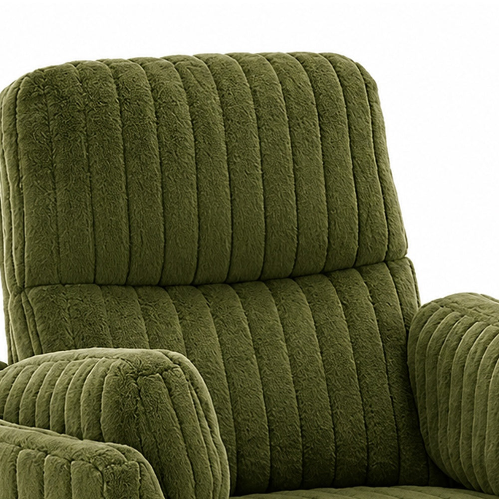 Bela Power Glider Recliner Swivel Chair, Eucalyptus Wood, Green Fabric-BM353234