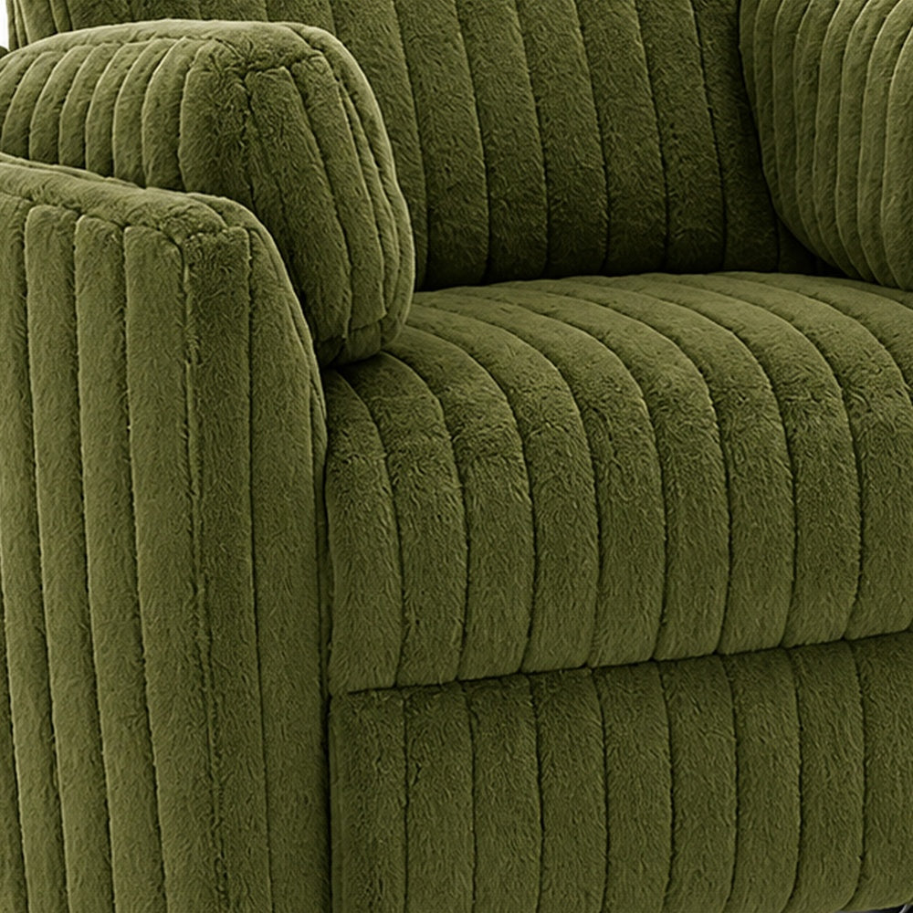 Bela Power Glider Recliner Swivel Chair, Eucalyptus Wood, Green Fabric-BM353234