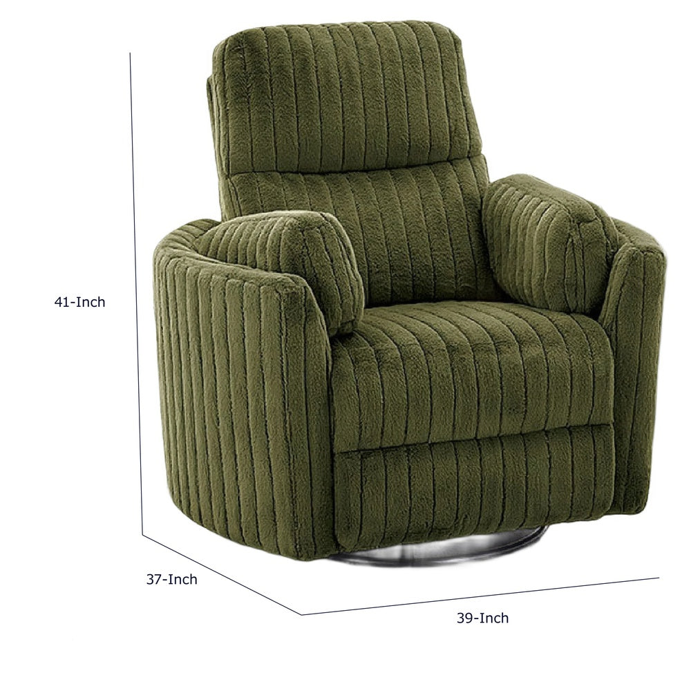 Bela Power Glider Recliner Swivel Chair, Eucalyptus Wood, Green Fabric-BM353234