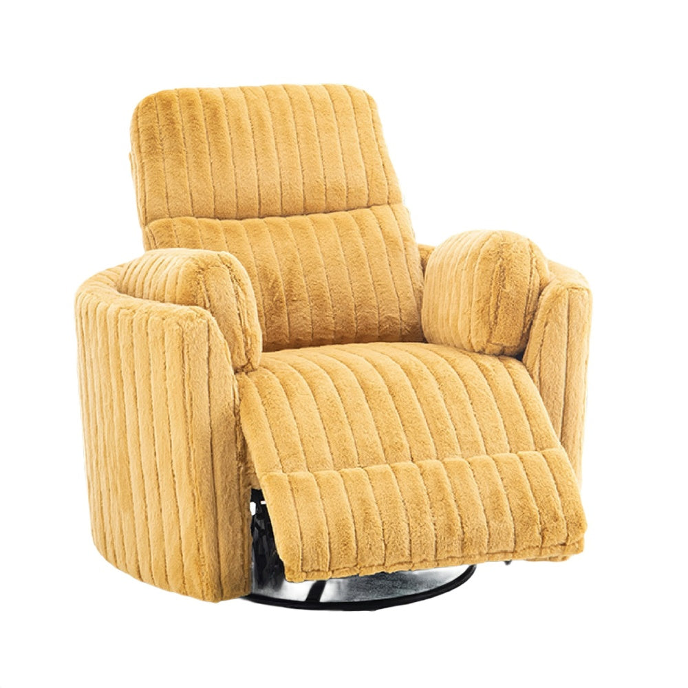 Bela Power Glider Recliner Chair with Swivel, Eucalyptus Wood, Yellow Fabric-BM353235