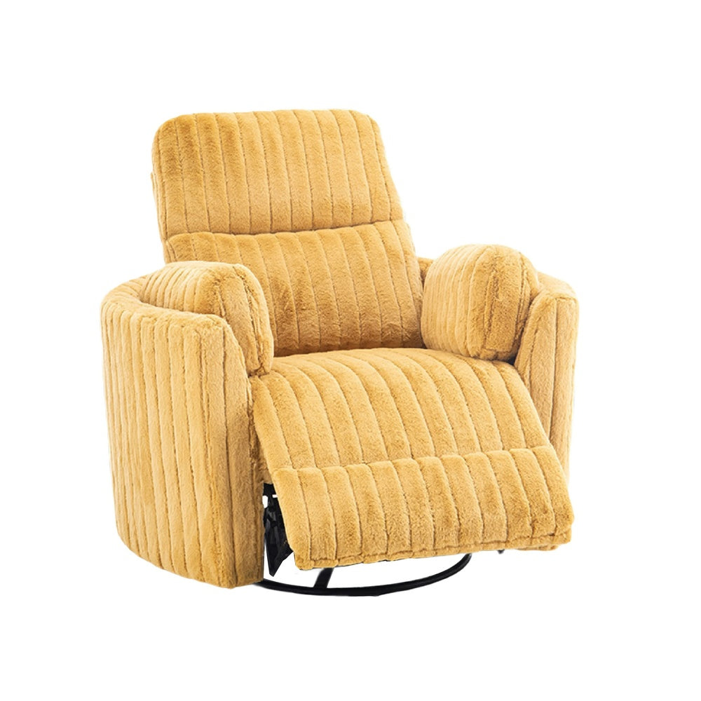 Bela Power Glider Recliner Chair with Swivel, Eucalyptus Wood, Yellow Fabric-BM353235