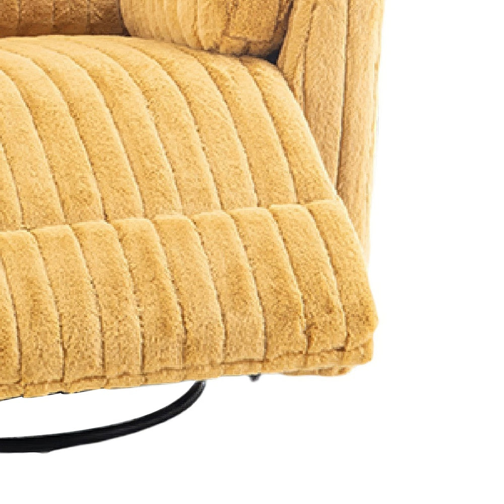 Bela Power Glider Recliner Chair with Swivel, Eucalyptus Wood, Yellow Fabric-BM353235