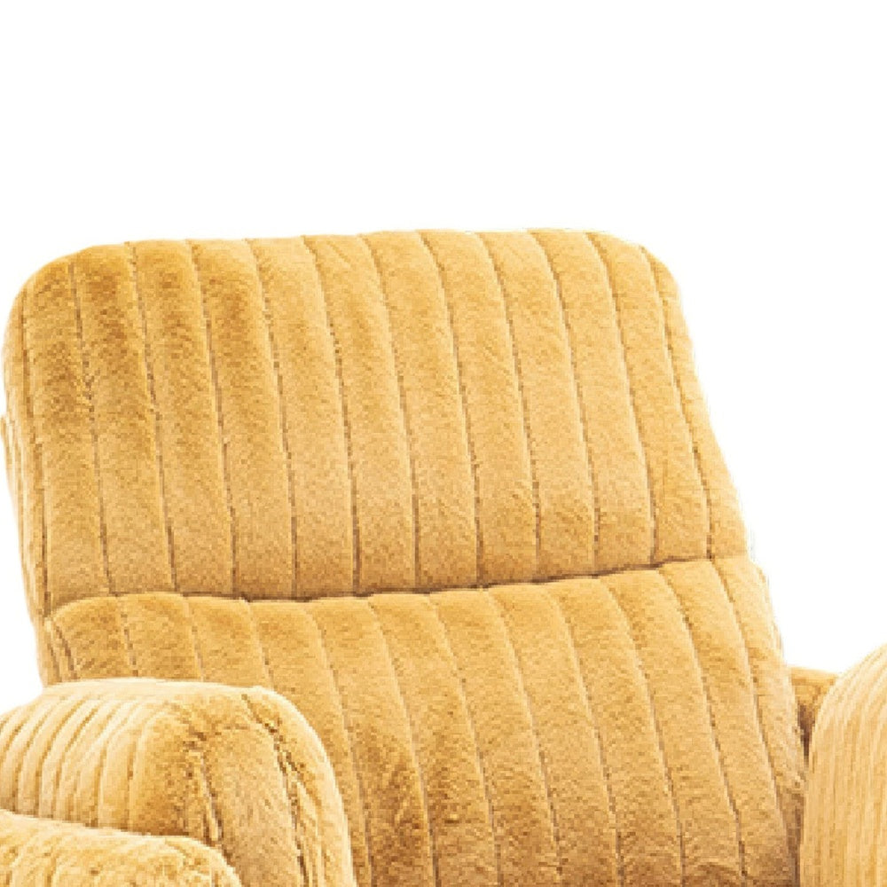 Bela Power Glider Recliner Chair with Swivel, Eucalyptus Wood, Yellow Fabric-BM353235