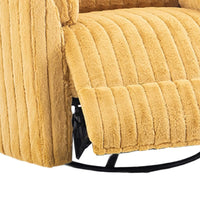 Bela Power Glider Recliner Chair with Swivel, Eucalyptus Wood, Yellow Fabric-BM353235